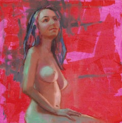 "Cuore in espansione" (2025), ritratto femminile nudo, pittura a olio su pannello