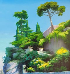 "Lake Garda" (2023) - Original Oil of Coastline by Kirsten Savage