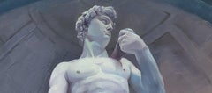 "El David de Miguel Ángel" - Óleo original de escultura masculina desnuda por Kirsten Savage