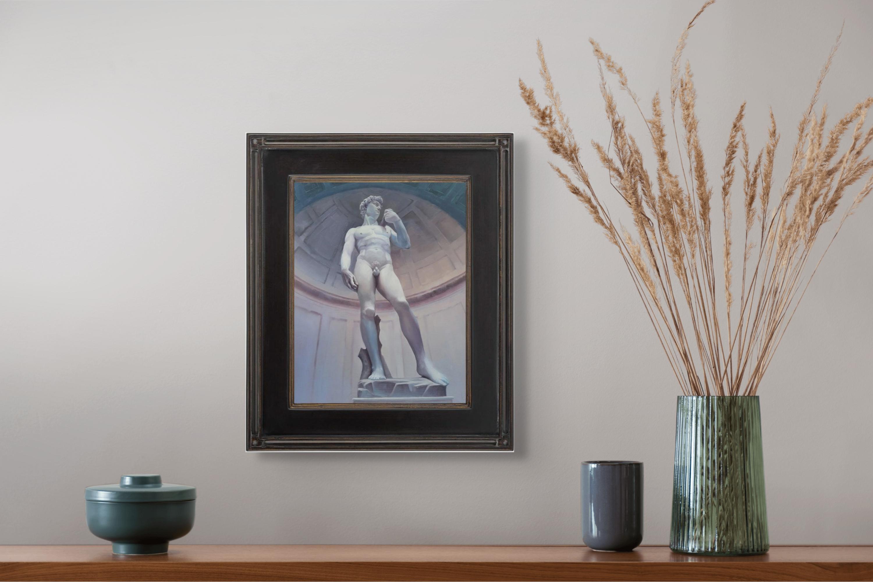 „Michelangelo's David“ – Originales Ölgemälde einer männlichen Aktskulptur in Akt von Kirsten Savage im Angebot 7