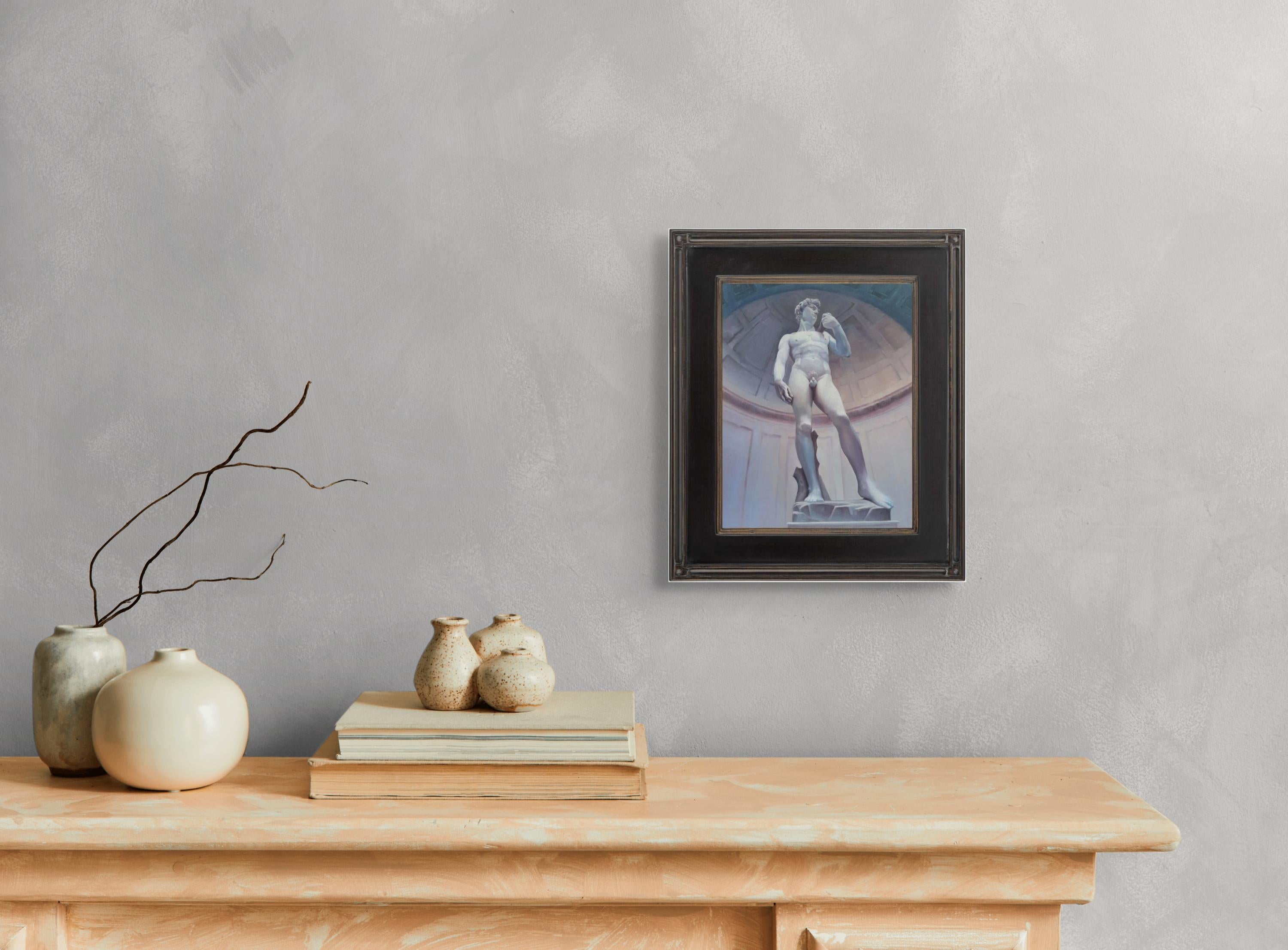 „Michelangelo's David“ – Originales Ölgemälde einer männlichen Aktskulptur in Akt von Kirsten Savage im Angebot 8