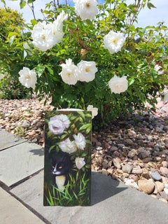 "Sneaky Kitty" (2025), Original Oil Still-Life Animal and Flora Painting