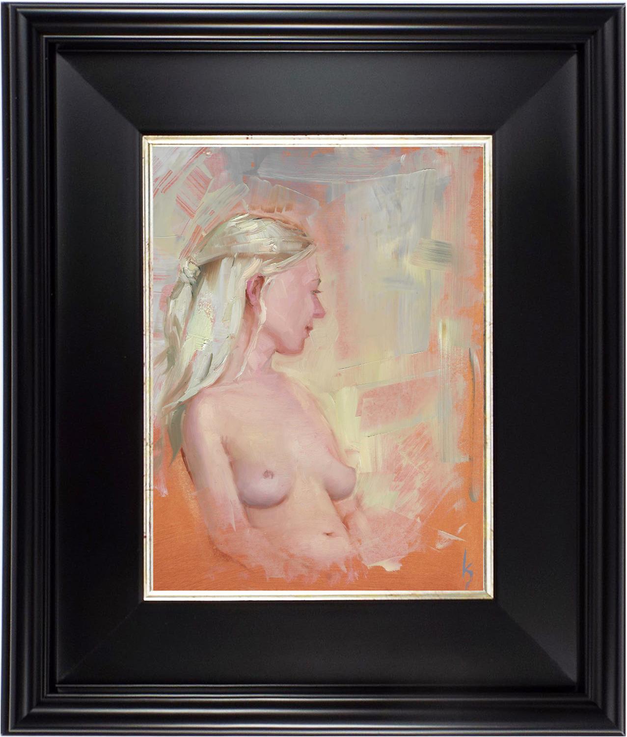 « Sweet Thoughts » (2024) de Kirsten Savage, peinture à l'huile originale, portrait nu en vente 1