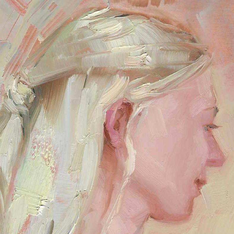 « Sweet Thoughts » (2024) de Kirsten Savage, peinture à l'huile originale, portrait nu en vente 3