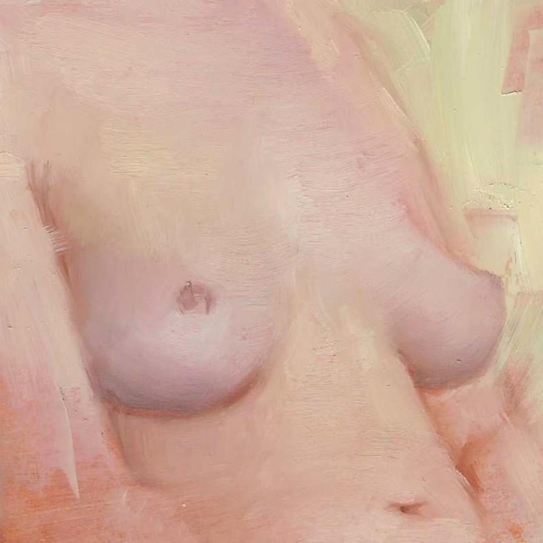 « Sweet Thoughts » (2024) de Kirsten Savage, peinture à l'huile originale, portrait nu en vente 5