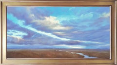 "The Splitting of Silence" (2025) Original Oil Painting, Blue Skyscape