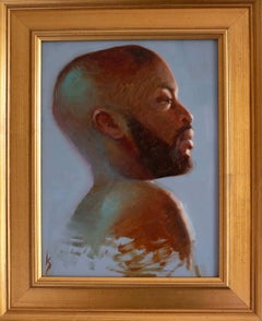 "Inquebrantable" (2025), Retrato de busto masculino, Pintura al óleo sobre tabla