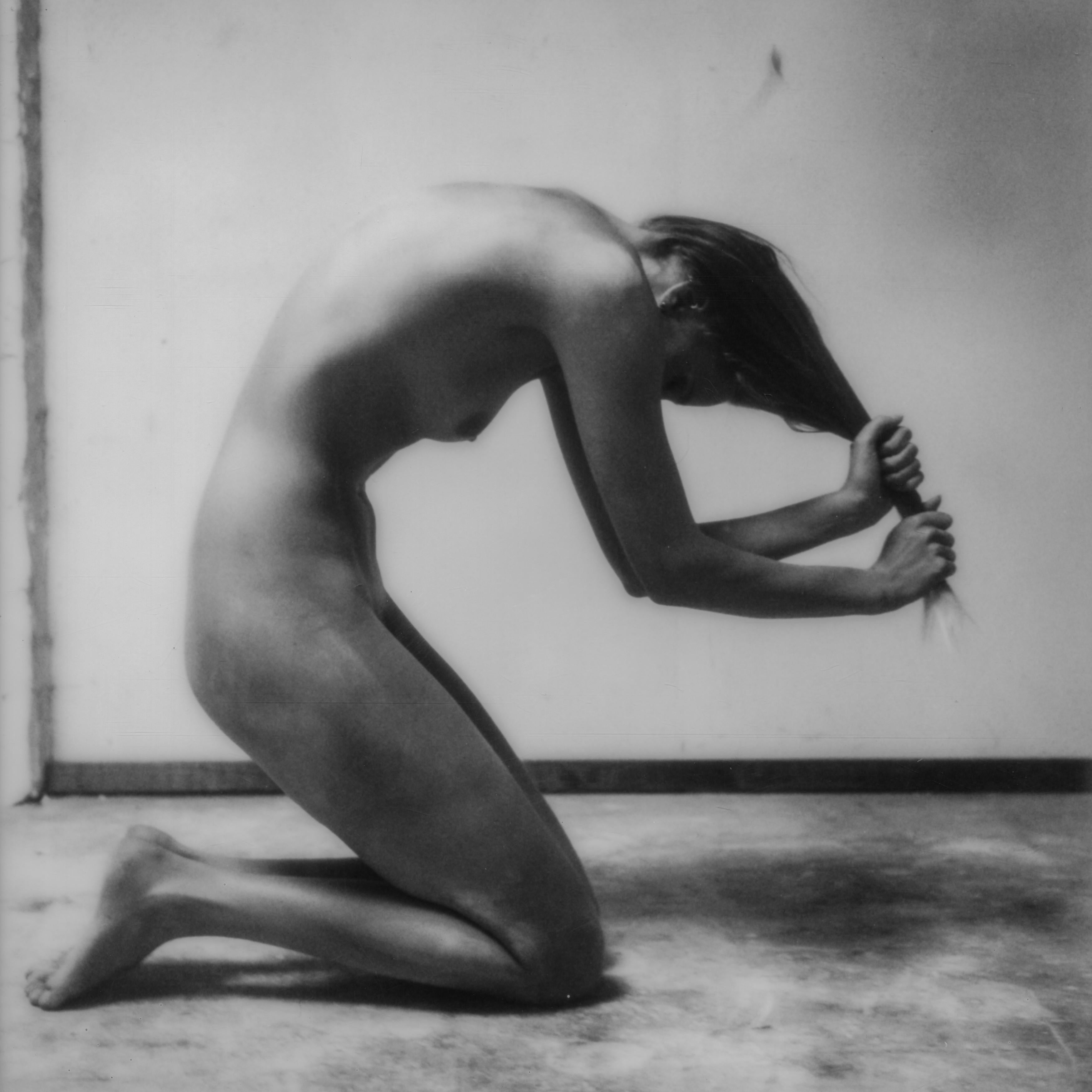 Kirsten Thys van den Audenaerde Black and White Photograph - Damage control - Polaroid, Black and White, Women, 21st Century, Nude