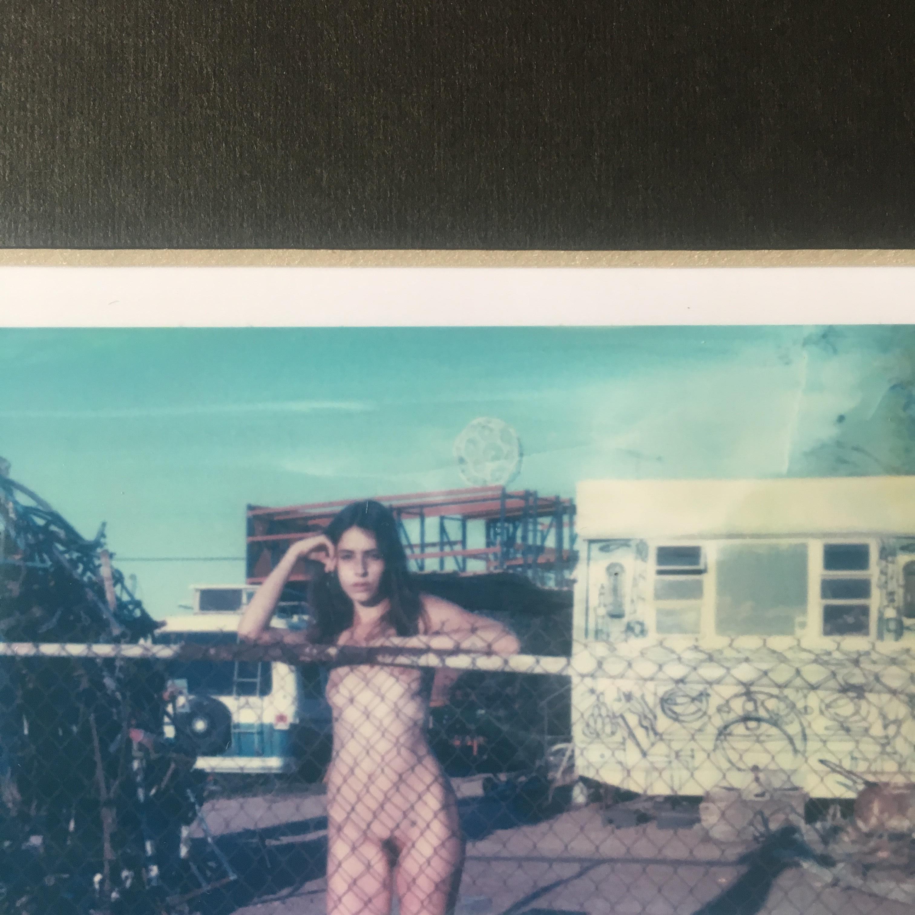 Don't fence me in - Polaroid original Unique Piece, Contemporary, Nude, Color - Gray Landscape Photograph by Kirsten Thys van den Audenaerde
