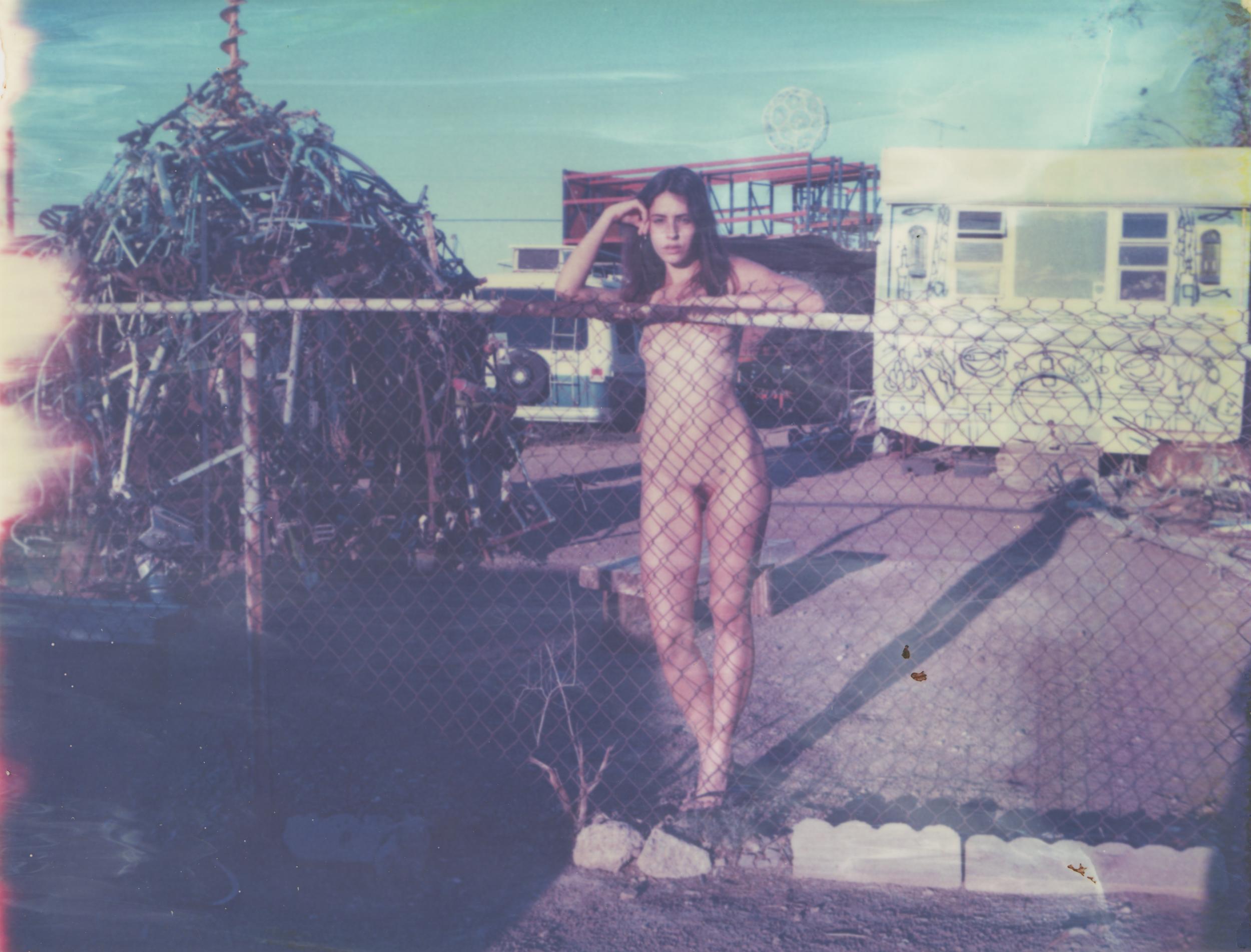 Kirsten Thys van den Audenaerde Landscape Photograph - Don't fence me in - Polaroid original Unique Piece, Contemporary, Nude, Color