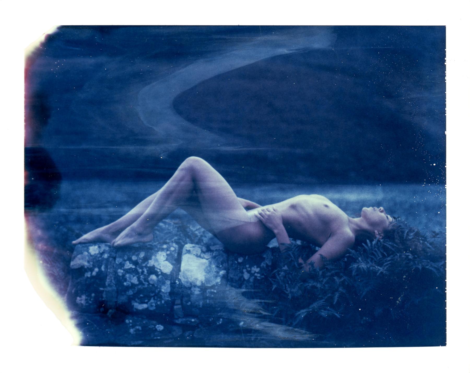 Kirsten Thys van den Audenaerde Color Photograph - Wall Flower - 21st Century, Polaroid, Nude Photography, Blue