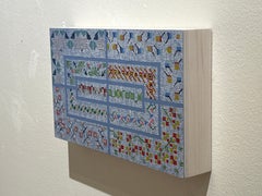 Muster, hellblau mit Blumenmustern, geometrisch-abstrakt, 6 x 9 x 1,5 Zoll