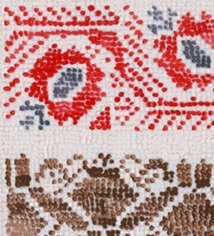 Pattern One: Pink and Red, Needlepoint Pattern Painting, 4 x 7 x 2 In