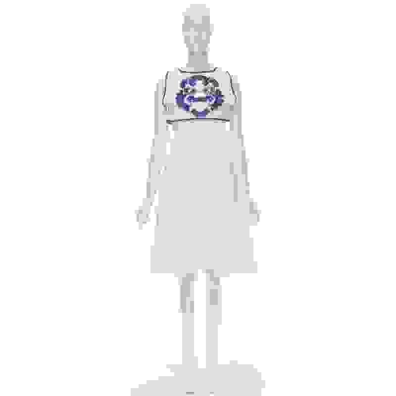 KIRSTY WARD white metallic tinsel blue wire bead embellished dress UK10 M For Sale 6