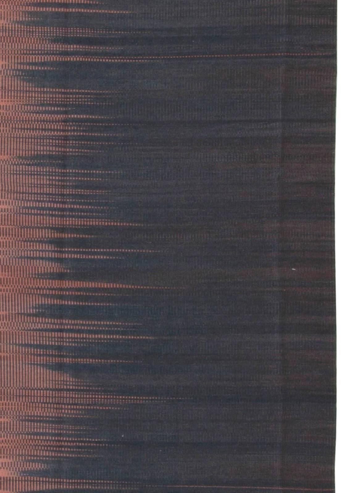 Contemporary Kisara, Black & Dusty Pink Turkish Modern Kilim Rug by Doris Leslie Blau For Sale