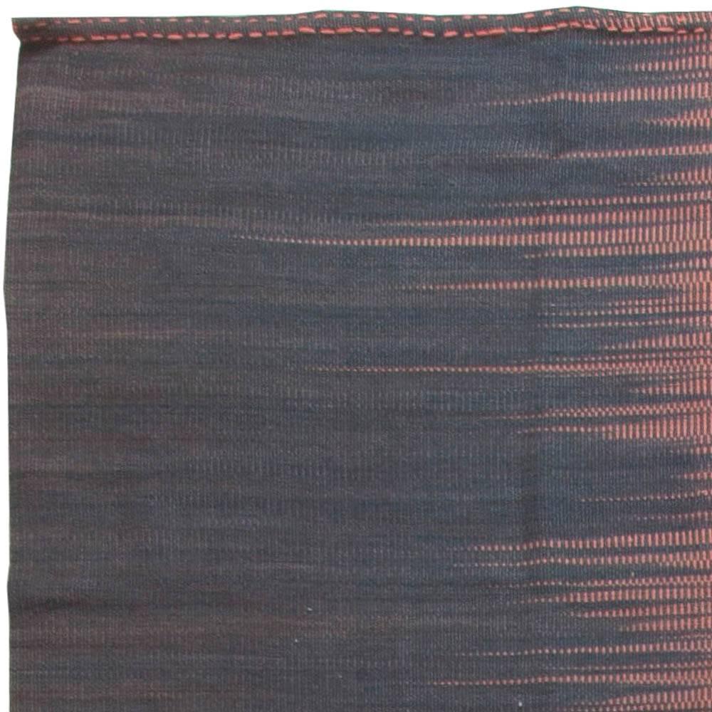 Wool Kisara, Black & Dusty Pink Turkish Modern Kilim Rug by Doris Leslie Blau For Sale