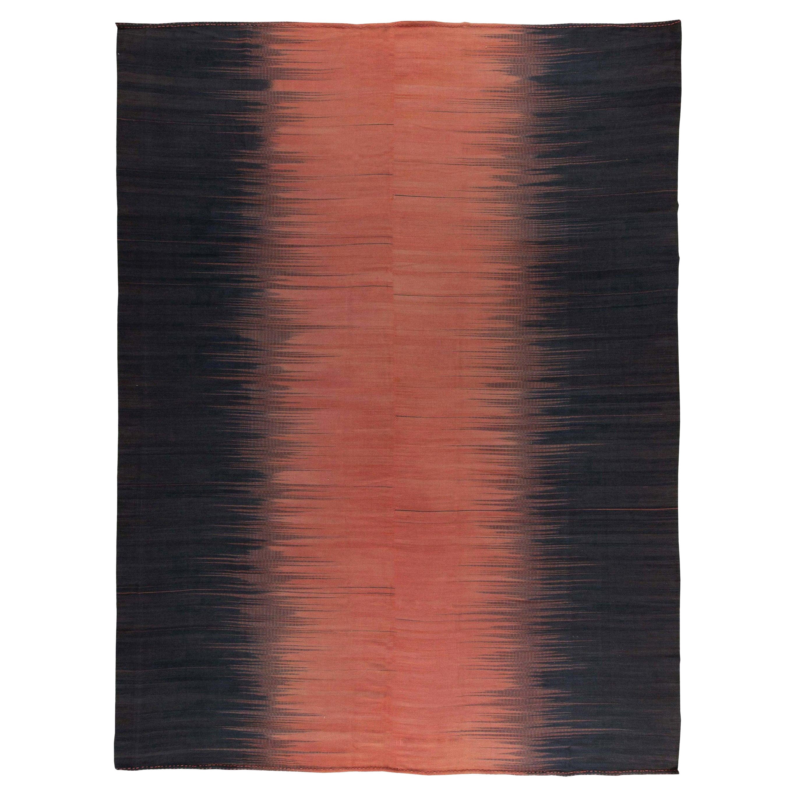 Kisara, Black & Dusty Pink Turkish Modern Kilim Rug by Doris Leslie Blau