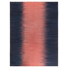 Kisara, Black & Dusty Pink Turkish Modern Kilim Rug by Doris Leslie Blau