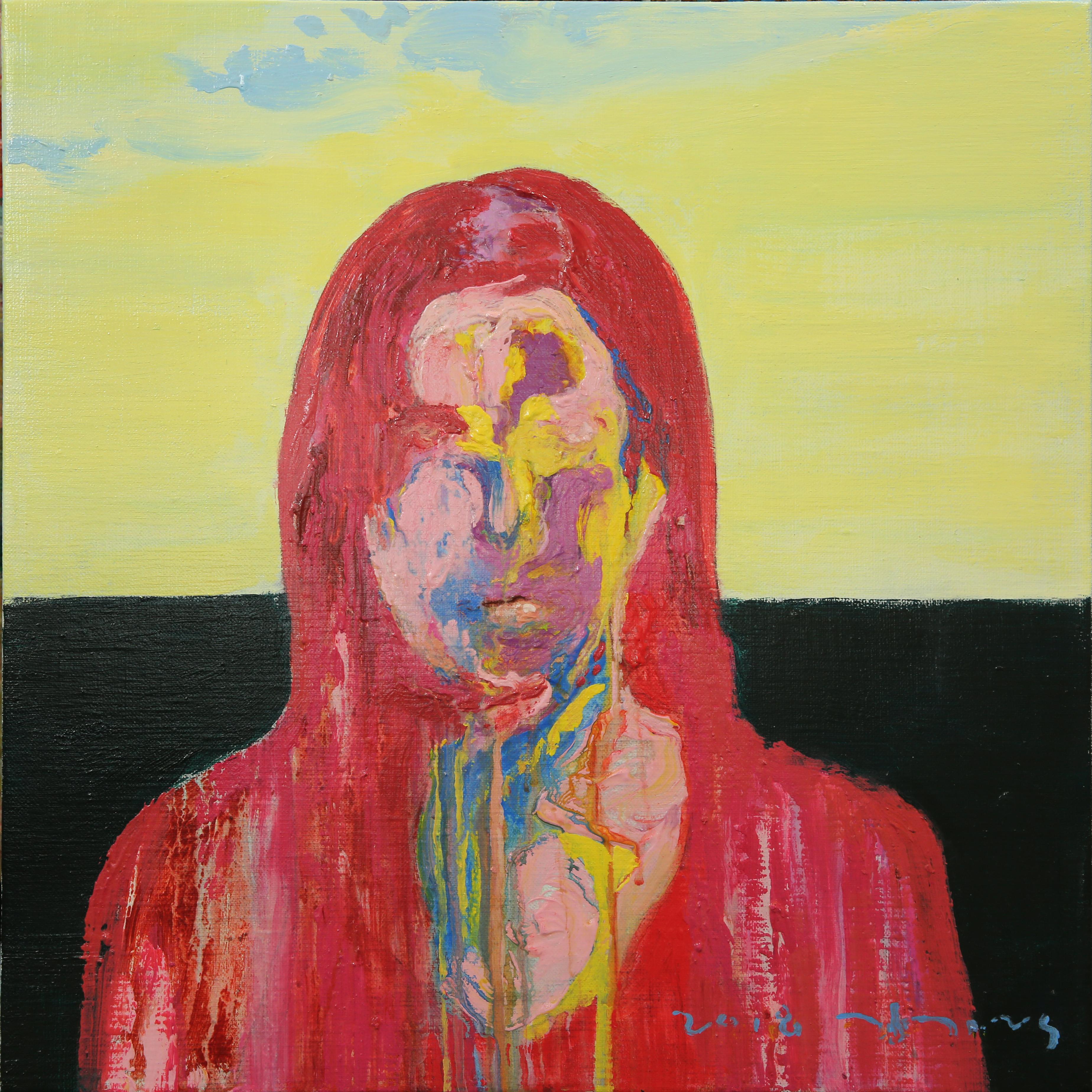 Reminiscent_42 [Acrylic, Portrait, Red, Yellow] - Mixed Media Art by Kiseok Kim