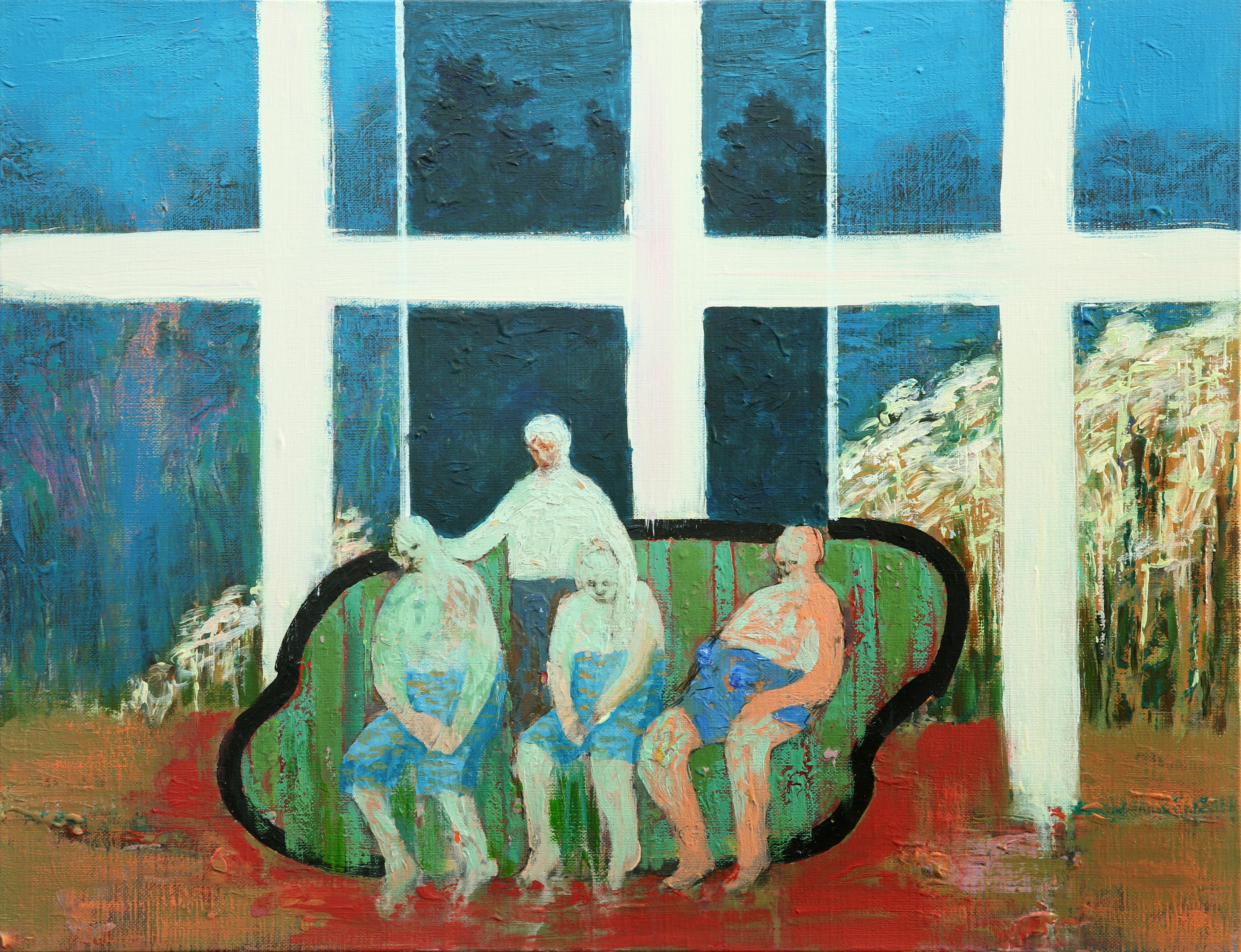 Reminiscent_48 [Acrylic, Chair, Blue, Green] - Mixed Media Art by Kiseok Kim