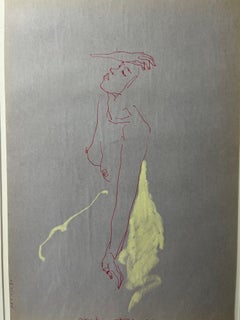 Rappelant [ dessin, technique mixte sur papier, portrait, rouge, jaune, femme]