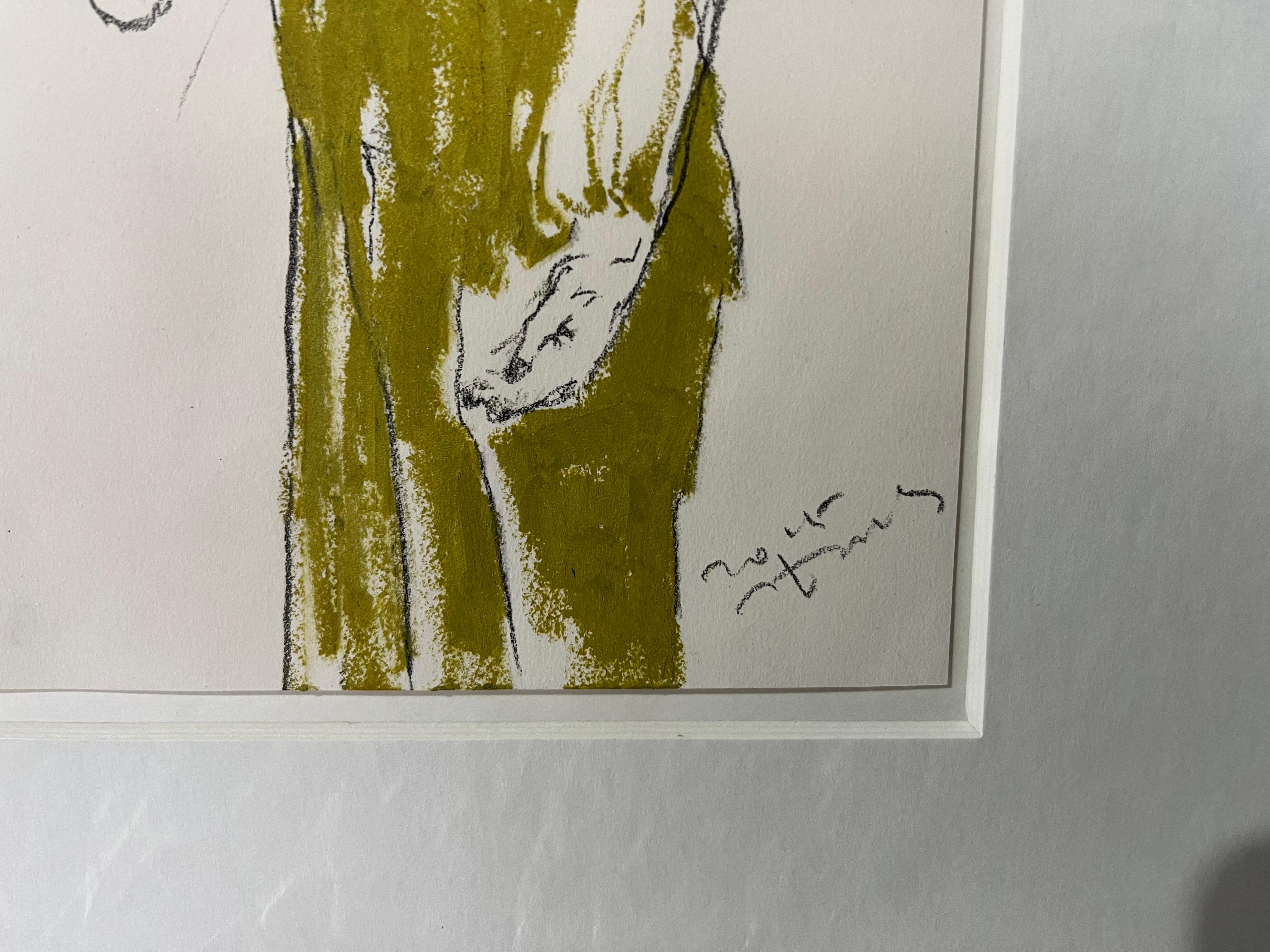 Rappelant [ dessin, technique mixte sur papier, portrait, jaune, homme, blanc] - Contemporain Photograph par Kiseok Kim