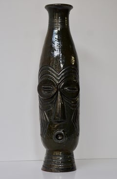 Kishi Ceramic Vase with a Face