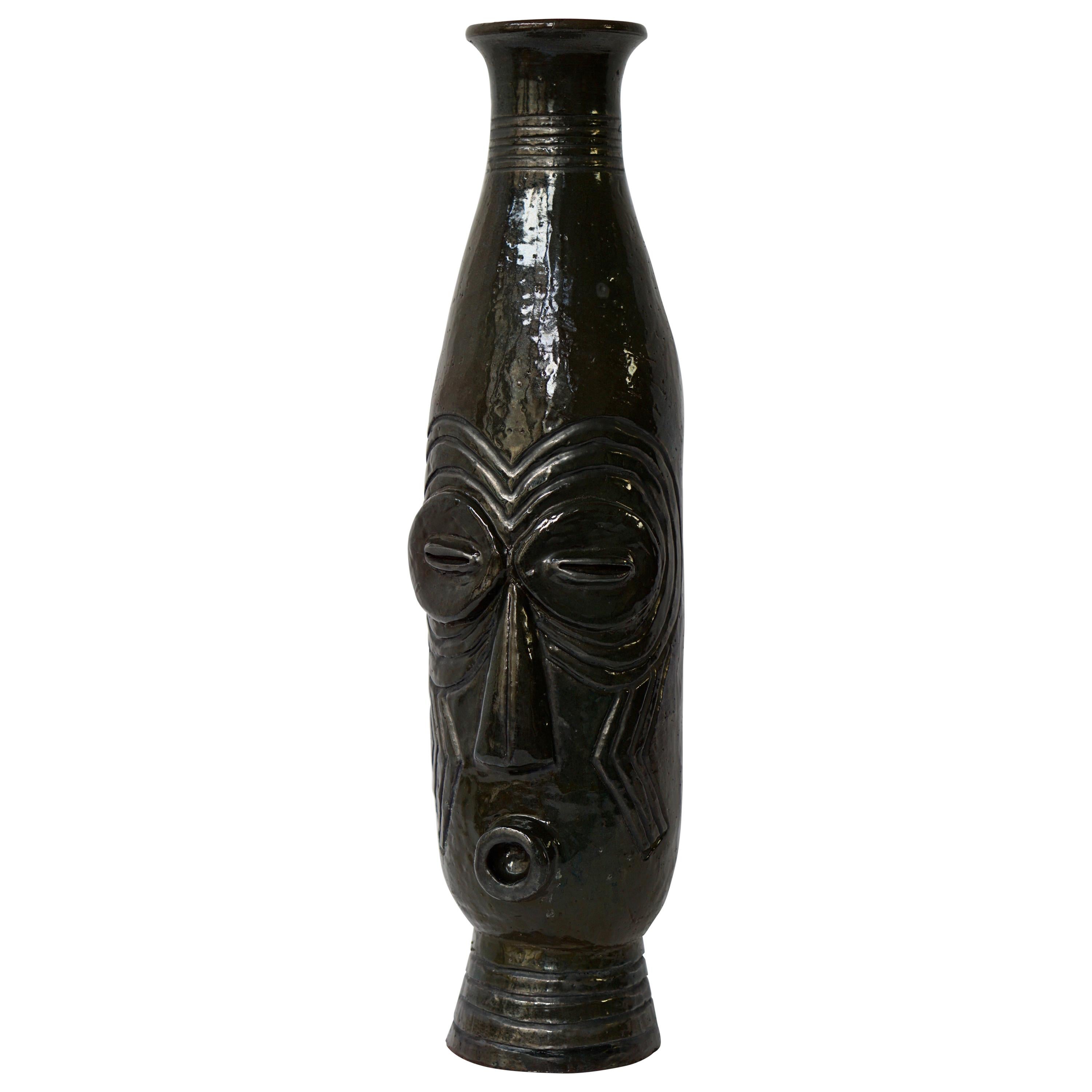Kishi Ceramic Vase with a Face