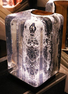 Kisimi Burnt Trunk Side Table with Acrylic Glass and Solid Wood