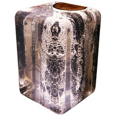Kisimi Burnt Trunk Side Table with Acrylic Glass and Solid Wood