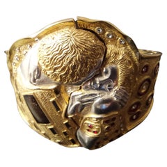 "The Kiss" Klimt Bracelet, Sterling Silver, Handmade, Italy