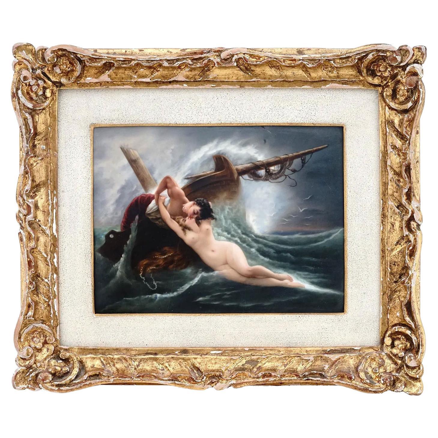 Kiss of the Wave After Gustav Wertheimer KPM Plaque For Sale at 1stDibs