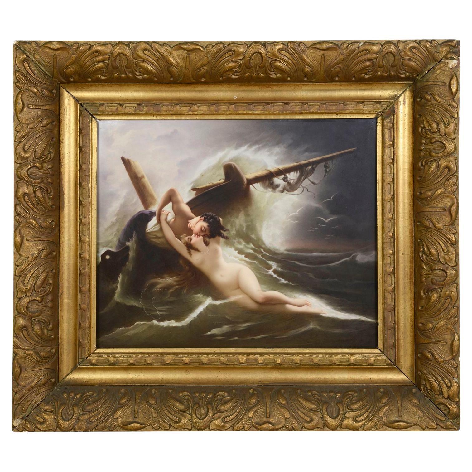 'Kiss of the Wave' KPM porcelain plaque, circa 1880