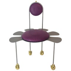 Kiss The Architect ‘Margaret' 2018 Chair Modern Art Brass Leather Side Purple