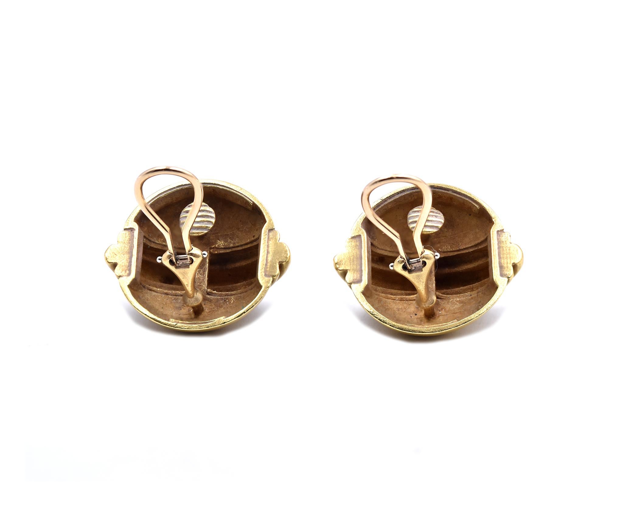 Women's Kisselstein Cord 18 Karat Yellow Gold Button Earrings