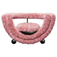 Kissing Armchair by Lara Bohinc in Bronze Metal and Furry Rose Fabric, in Stock