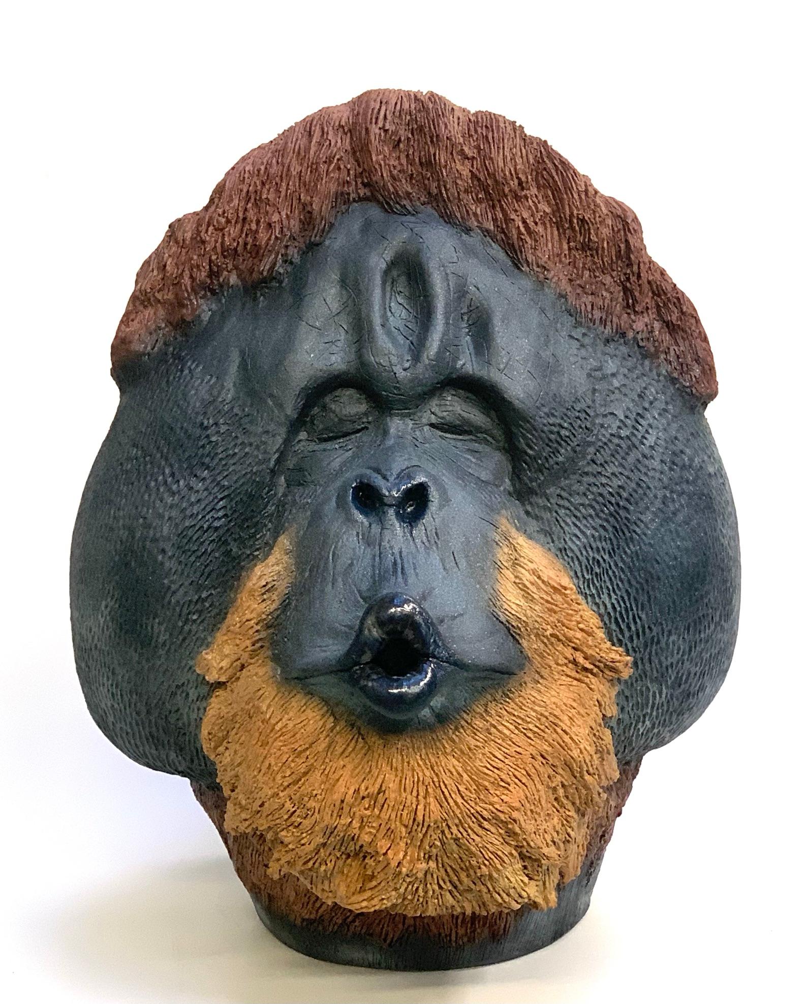 Modern Kissing Chimpanzee, Ceramic Centerpiece, Handmade Design in Italy, 2021 For Sale