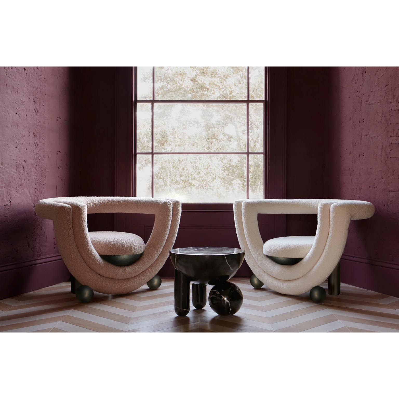 English Kissing Cream Bouclé Armchair by Bohinc Studio