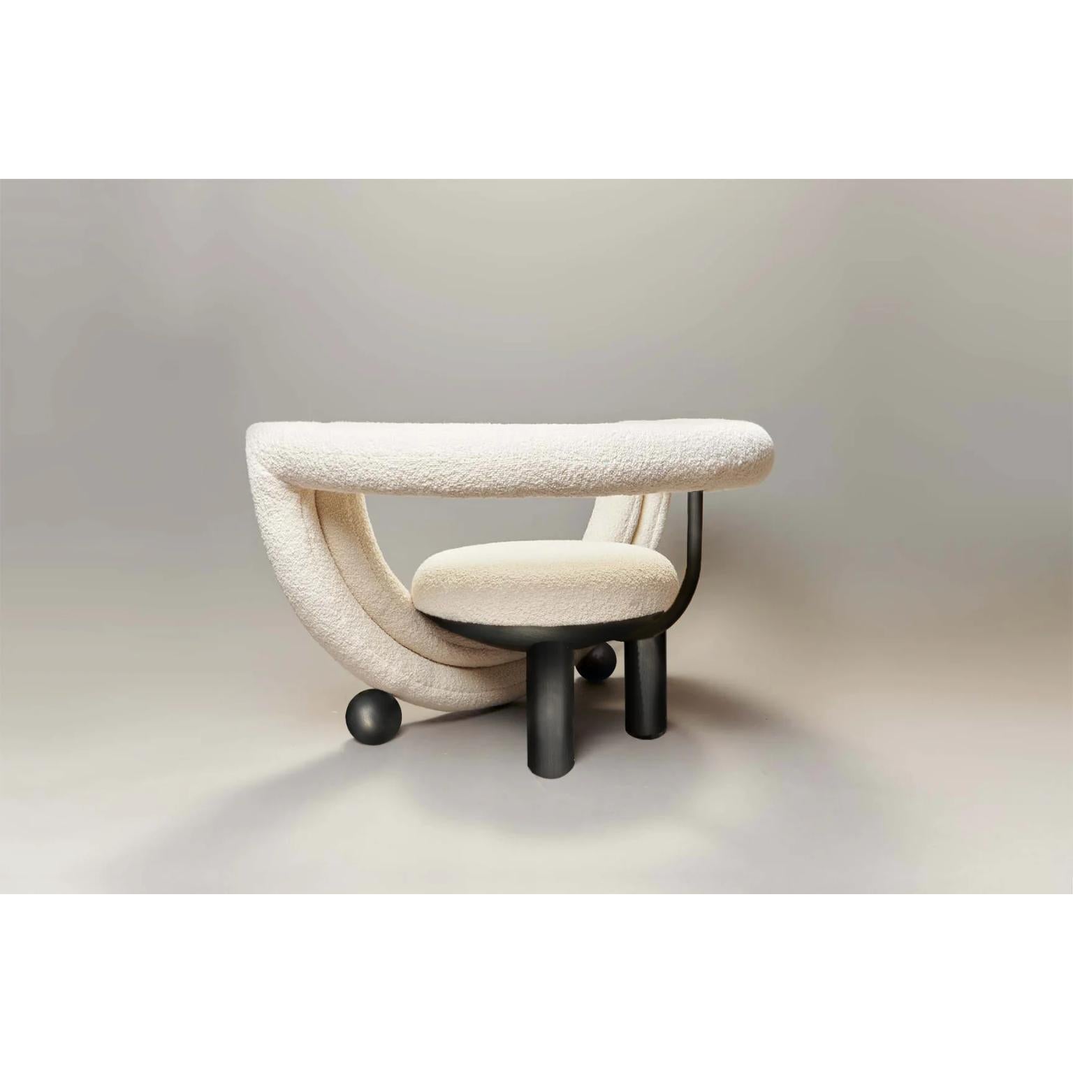 Steel Kissing Cream Bouclé Armchair by Bohinc Studio