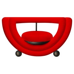 Kissing Large Armchair by Lara Bohinc in Bronze Metal and Red Boucle Fabric