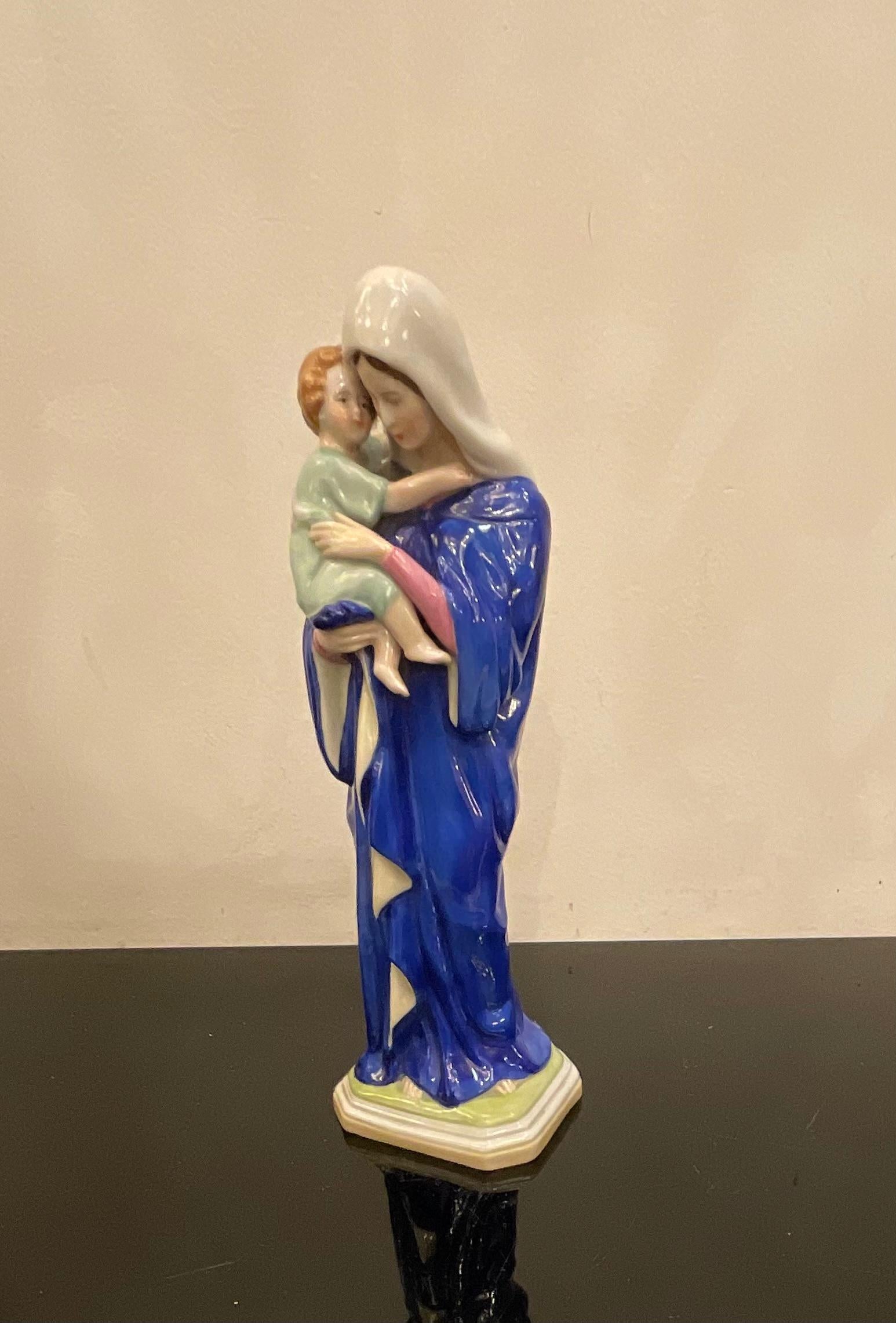 Mid-Century Modern KISTER SCHIBE ALSBACH - Madonna con bambino - Porcellana del 1940 en vente