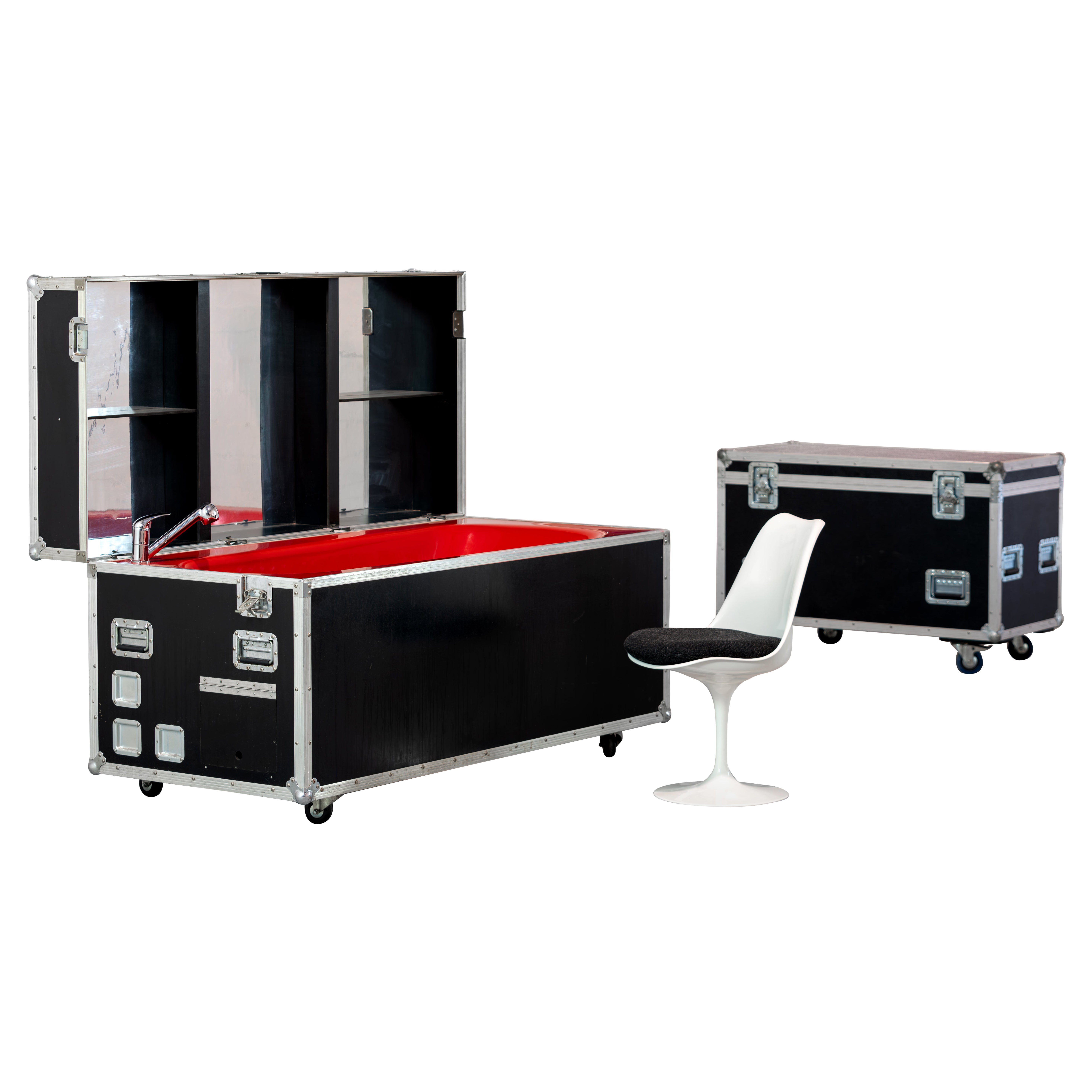 Kit Valigia Pro Art Roadie rosso Vasca da viaggio Concerto Crate Ruote On Tour in vendita