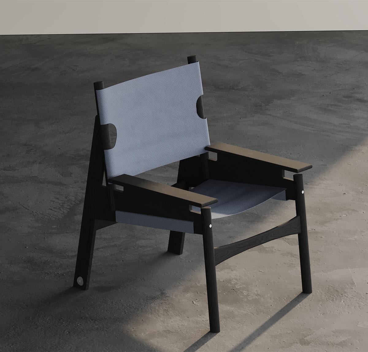 Turkish KITA LIVING Frame Lounge Chair 2/3  Charcoal Black - Blue Dusk For Sale