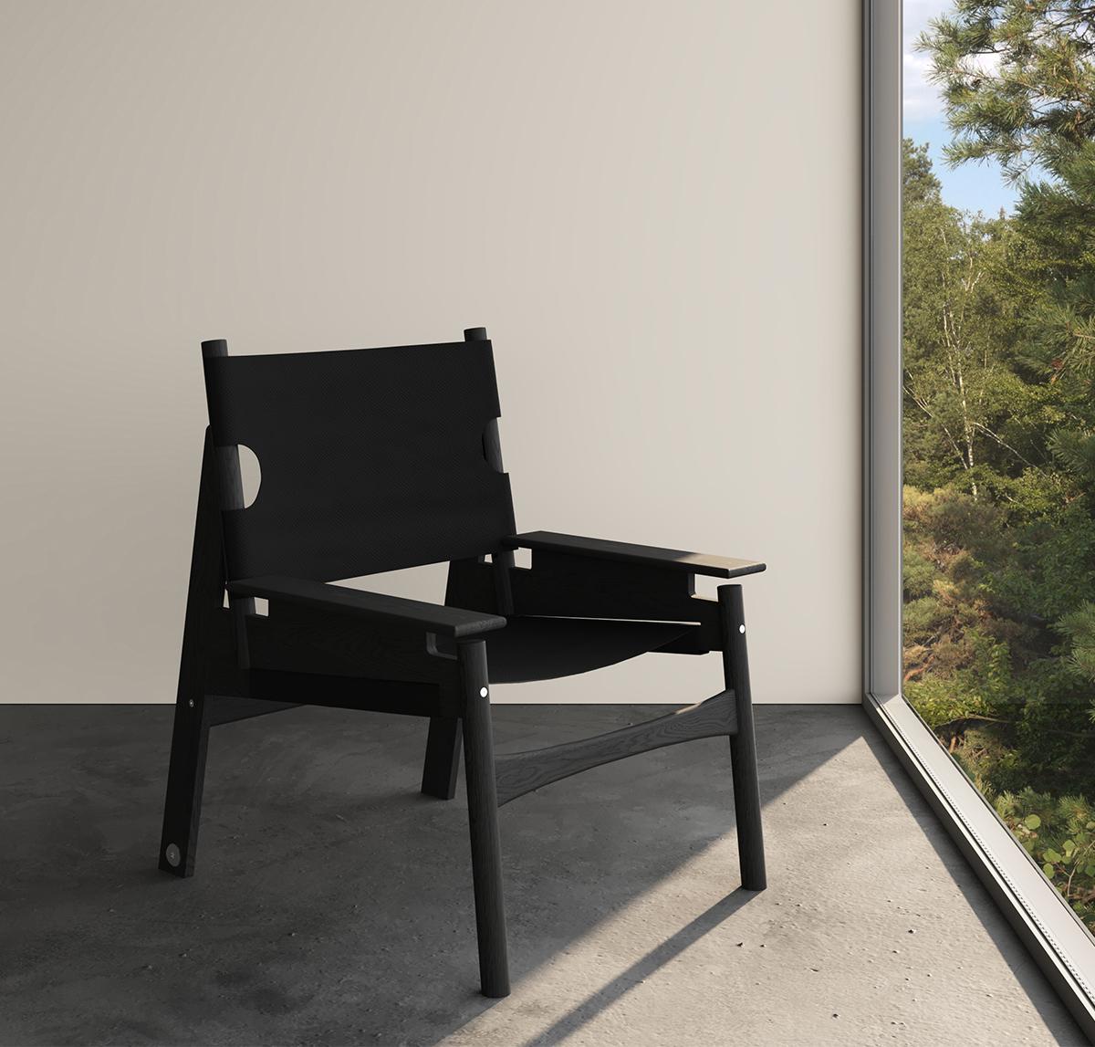 Japonisme KITA LIVING Frame Lounge Chair 2/3  Charcoal Black For Sale