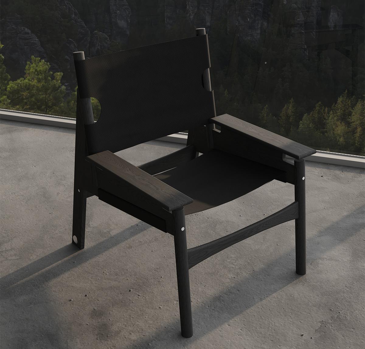 Turkish KITA LIVING Frame Lounge Chair 2/3  Charcoal Black For Sale