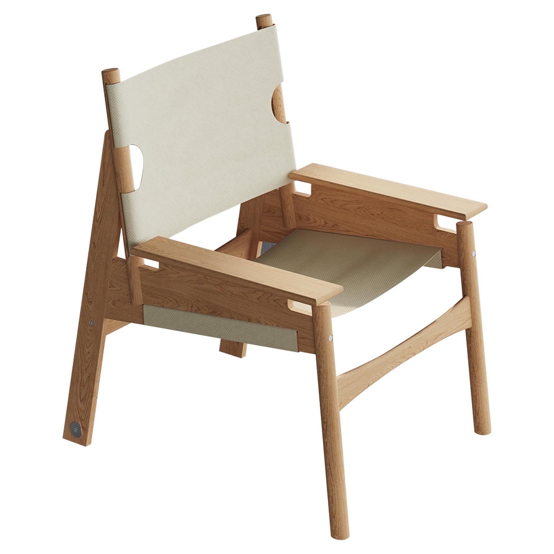 KITA LIVING Frame Lounge Chair 2/3  Oak Honey - Papyrus White For Sale