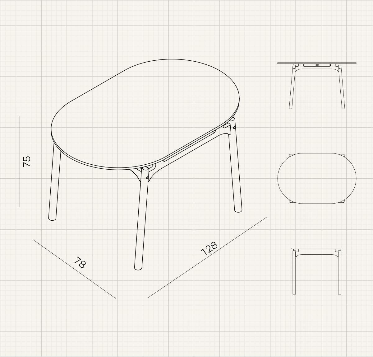 Contemporary KITA LIVING Frame Table - Elliptical For Sale