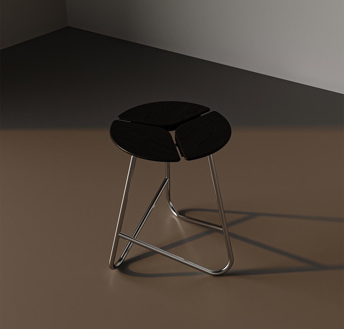 Giapponismo KITA LIVING Sgabello Hana Or  Nero carbone - Cromo in vendita