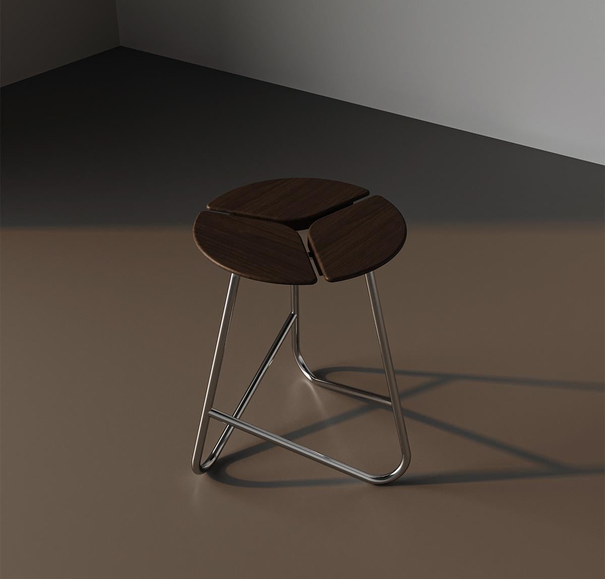 Giapponismo KITA LIVING Sgabello Hana Or  Oak Chocolate - Cromo in vendita