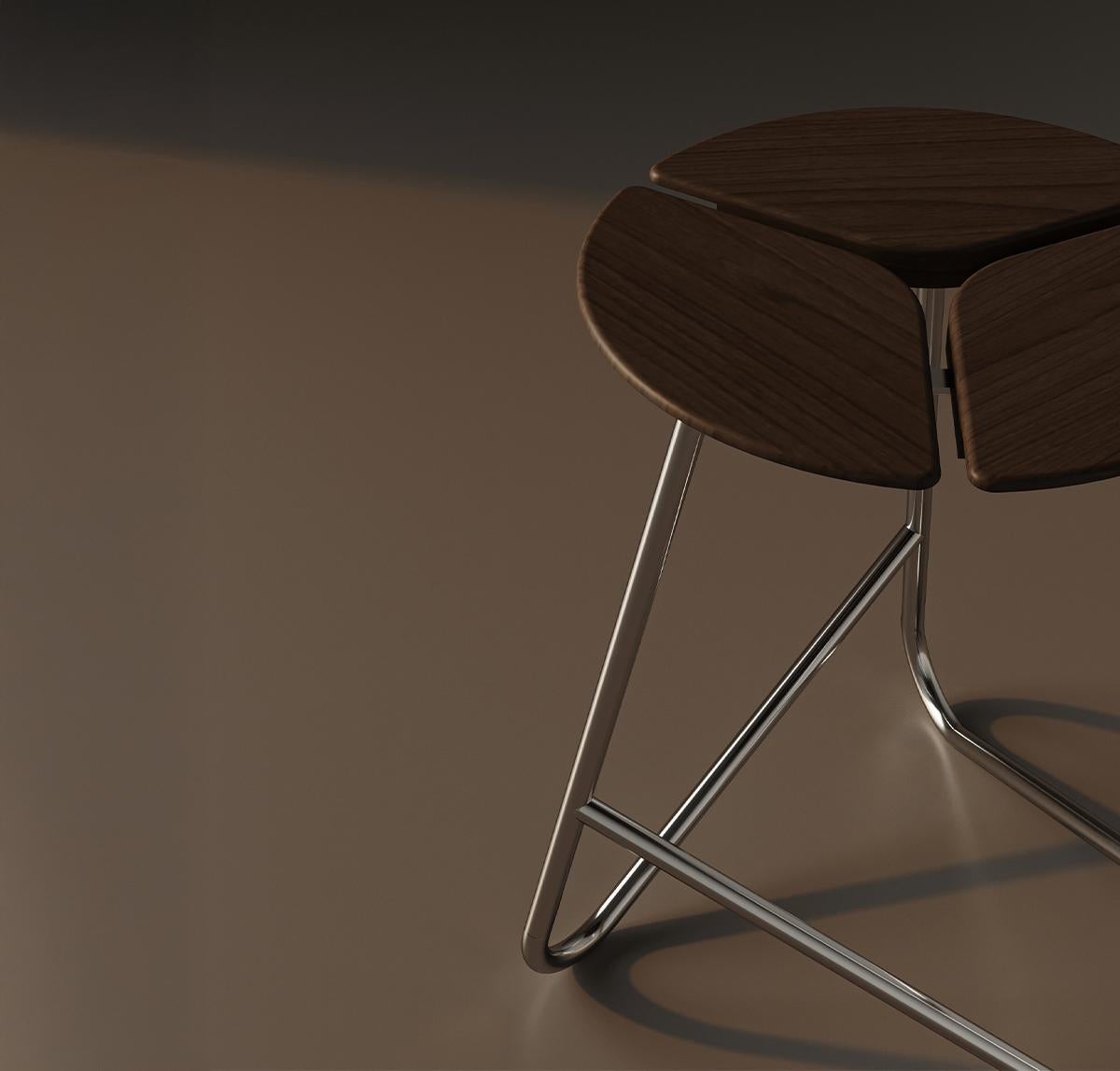 Turco KITA LIVING Sgabello Hana Or  Oak Chocolate - Cromo in vendita